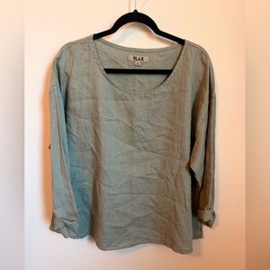 FLAX Black 100% Linen Tunic Sz Small